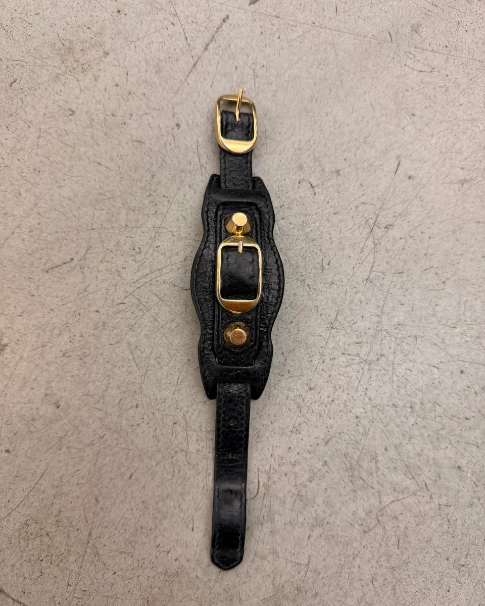 Balenciaga Black Leather Gold Bracelet zpVAtzq 9