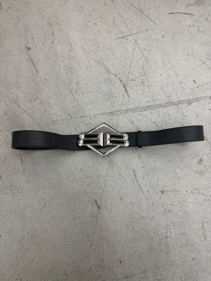 Balenciaga Black Leather Logo Buckle Belt BLSpYKT 1