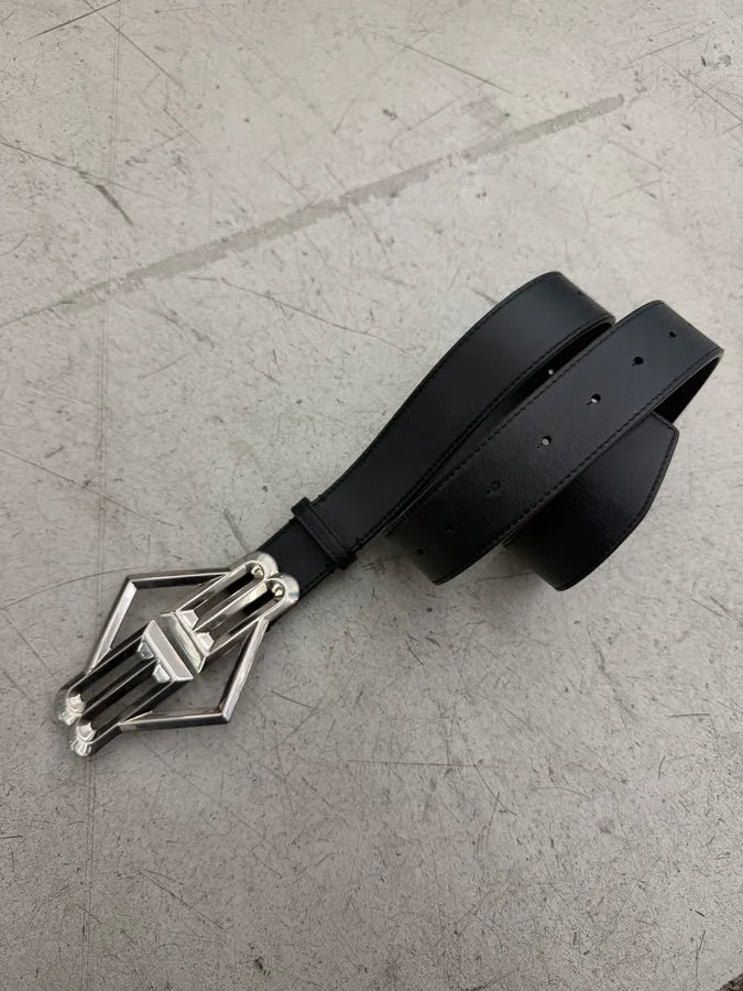 Balenciaga Black Leather Logo Buckle Belt BLSpYKT 3