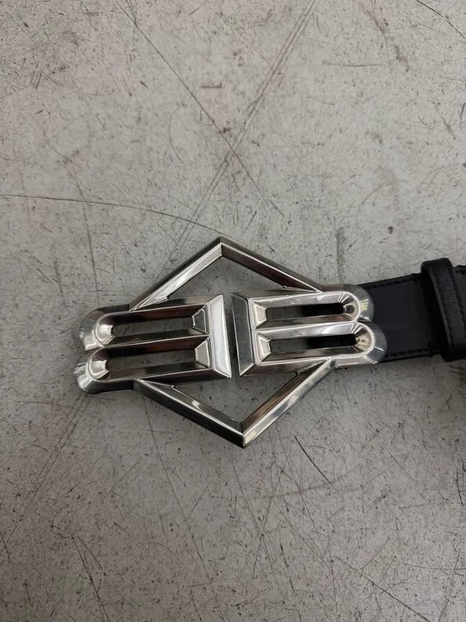 Balenciaga Black Leather Logo Buckle Belt BLSpYKT 5