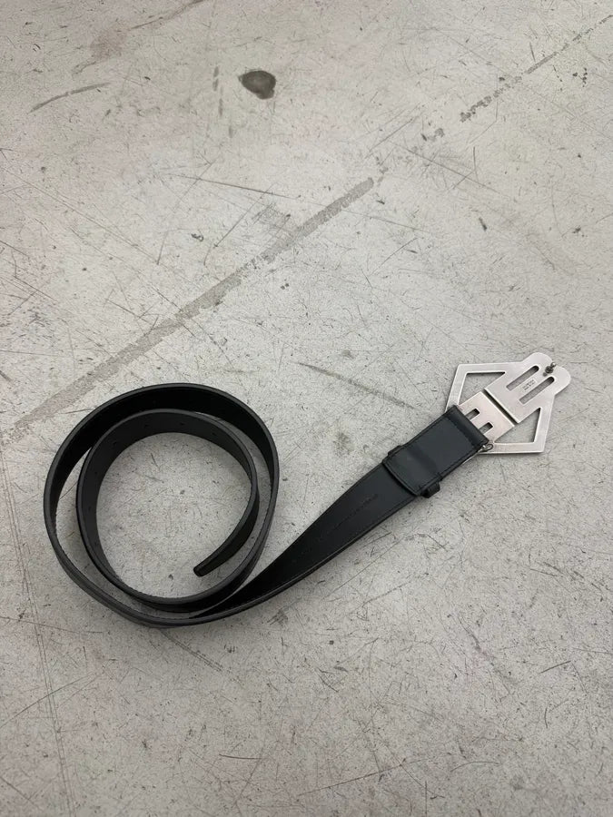 Balenciaga Black Leather Logo Buckle Belt BLSpYKT 6