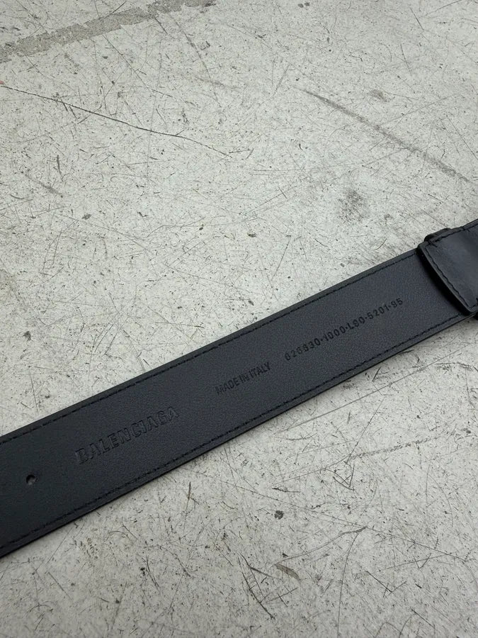 Balenciaga Black Leather Logo Buckle Belt BLSpYKT 8