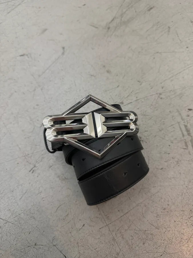 Balenciaga Black Leather Logo Buckle Belt BLSpYKT 9