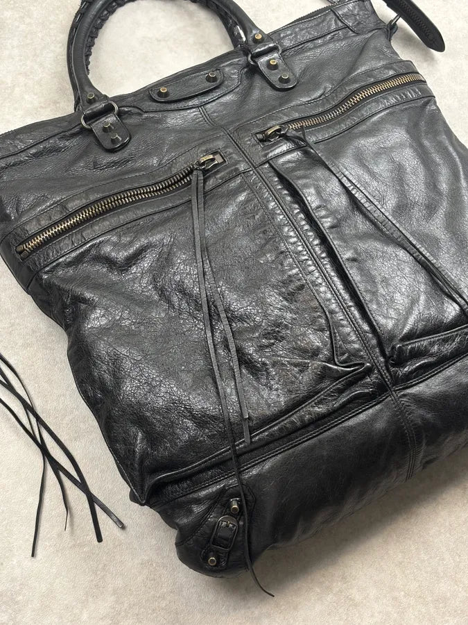 Balenciaga Black Leather Multi-Pocket Handle Bag frnItJh 6