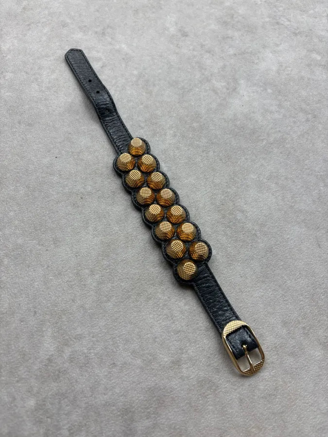 Balenciaga Black Leather Studded Bracelet azTWTbc 1