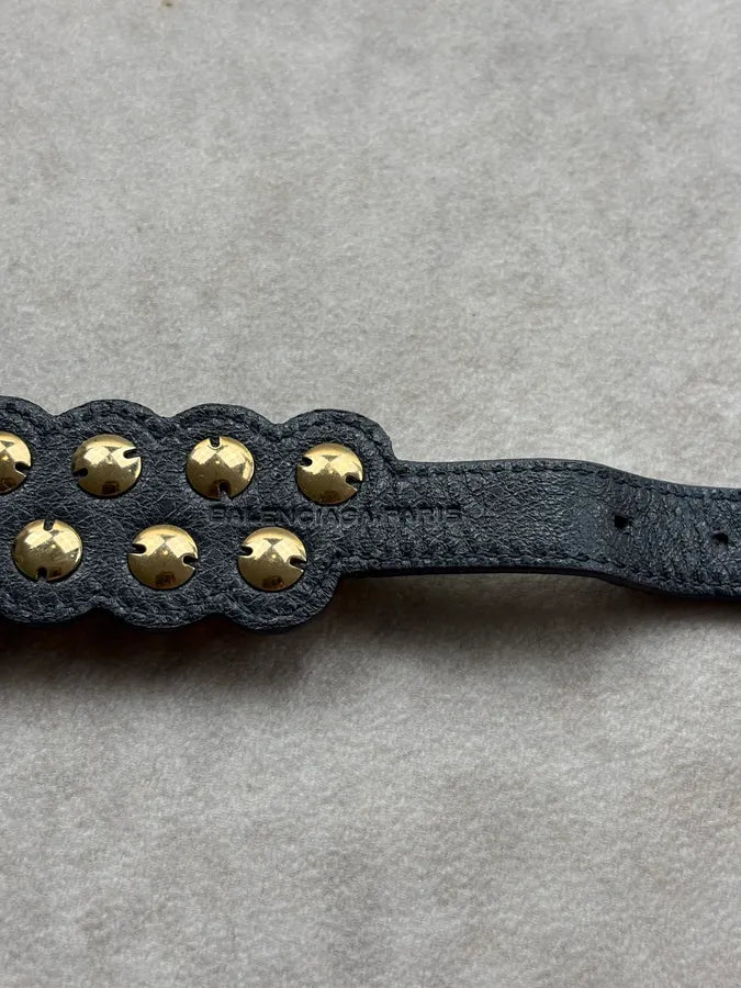 Balenciaga Black Leather Studded Bracelet azTWTbc 6