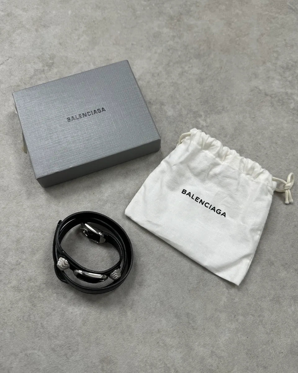 Balenciaga Black Leather Studded Bracelet GSBoXmb 1