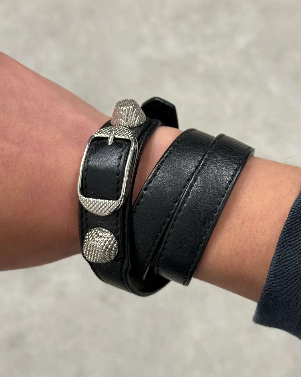 Balenciaga Black Leather Studded Bracelet GSBoXmb 2