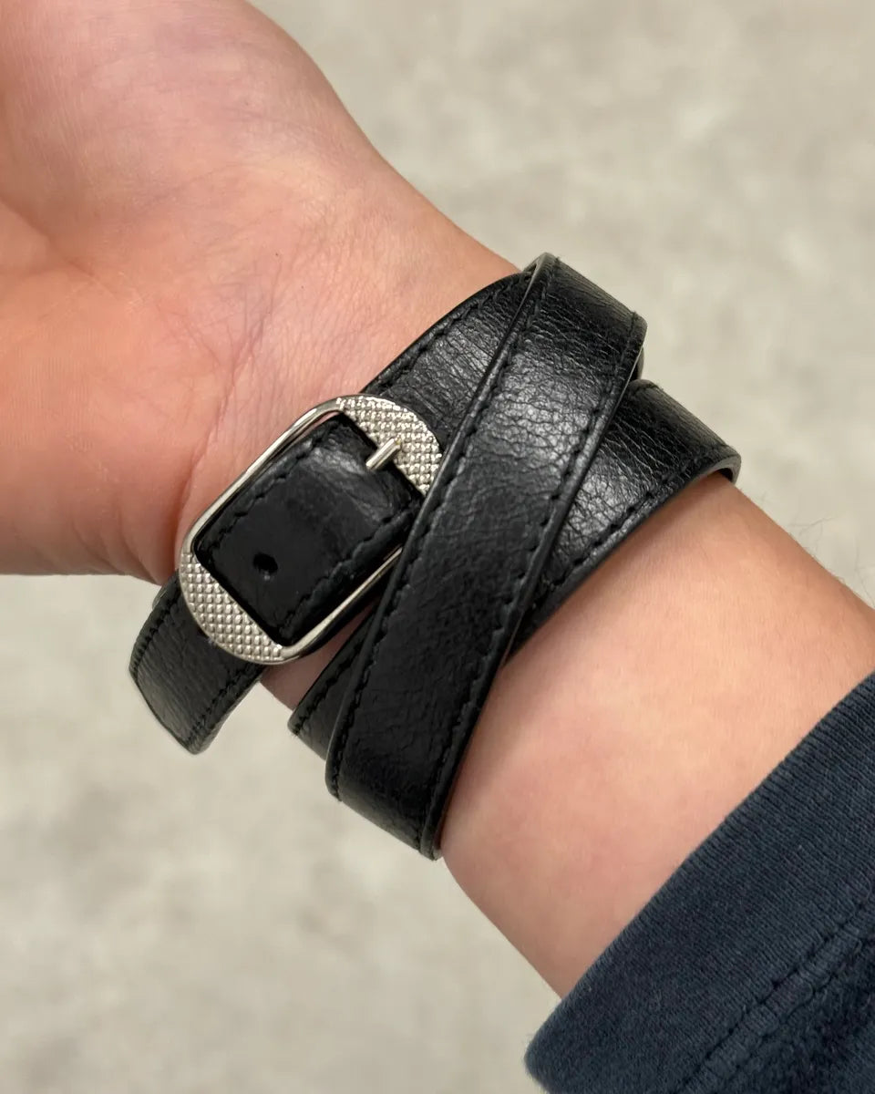 Balenciaga Black Leather Studded Bracelet GSBoXmb 3