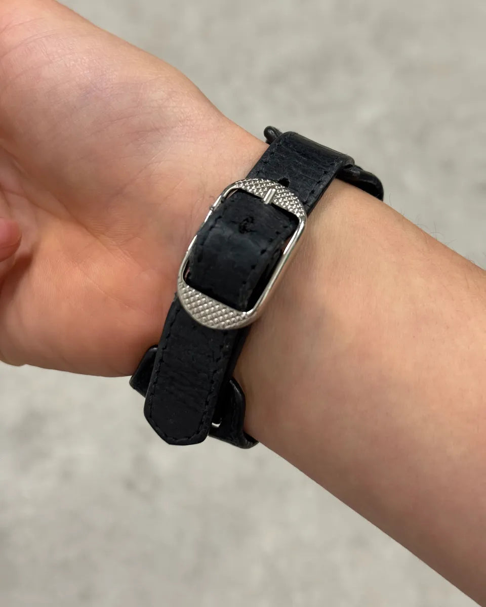 Balenciaga Black Leather Studded Bracelet KMTamty 3