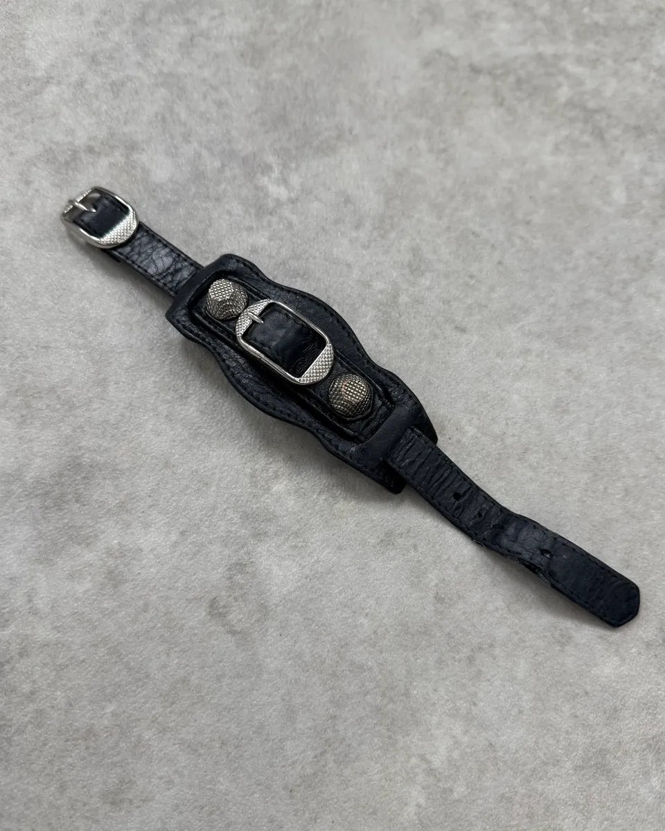 Balenciaga Black Leather Studded Bracelet KMTamty 4
