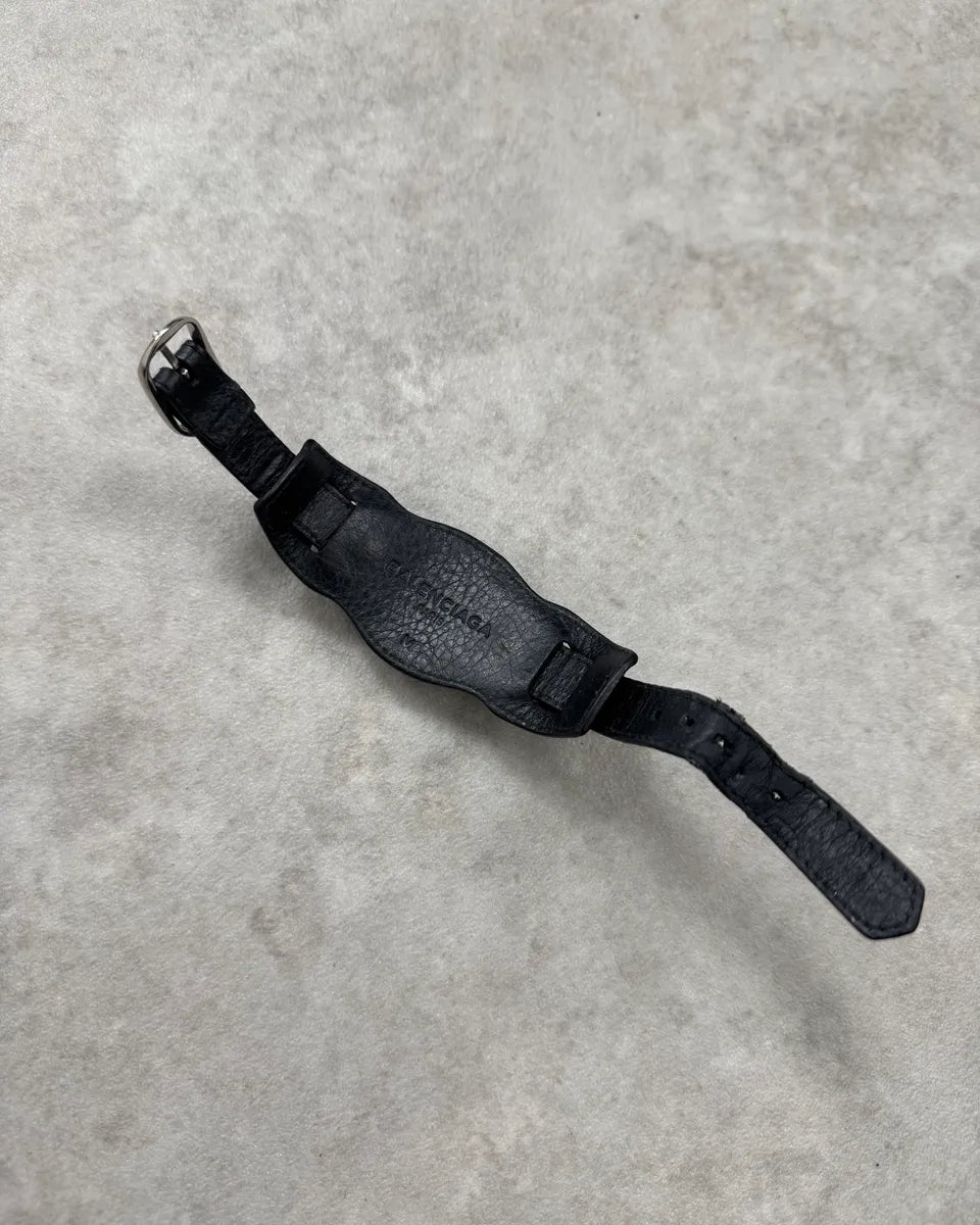 Balenciaga Black Leather Studded Bracelet KMTamty 7
