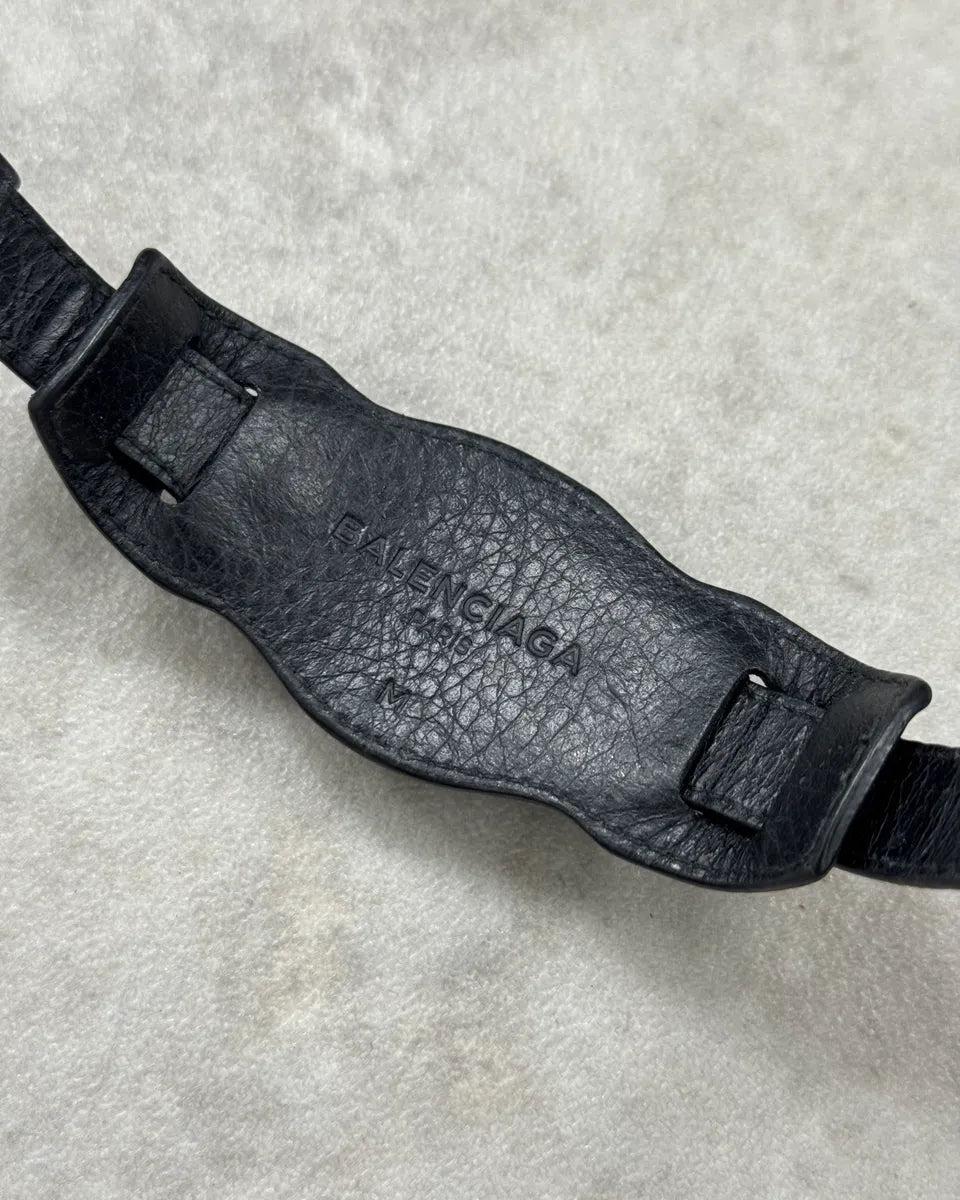 Balenciaga Black Leather Studded Bracelet KMTamty 8