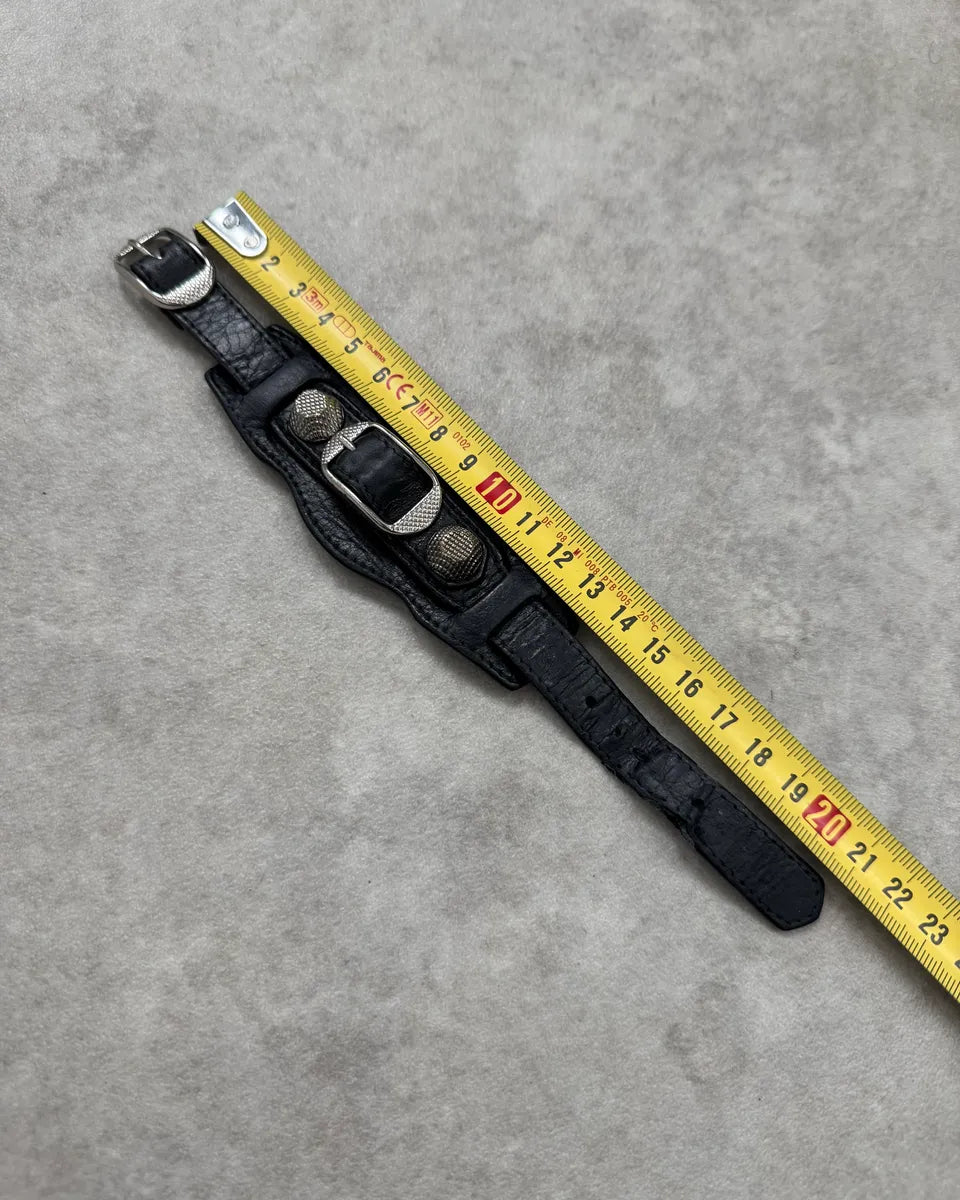 Balenciaga Black Leather Studded Bracelet KMTamty 9