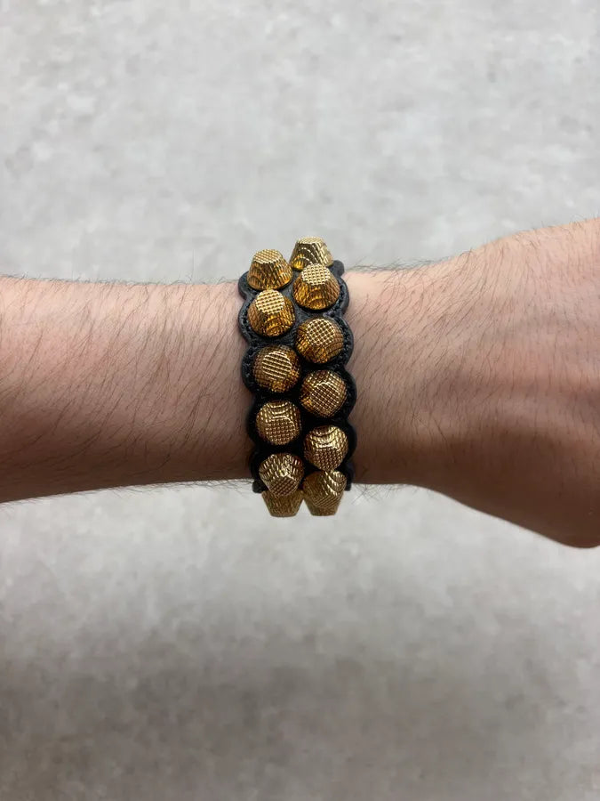 Balenciaga Black Leather Studded Bracelet azTWTbc 3