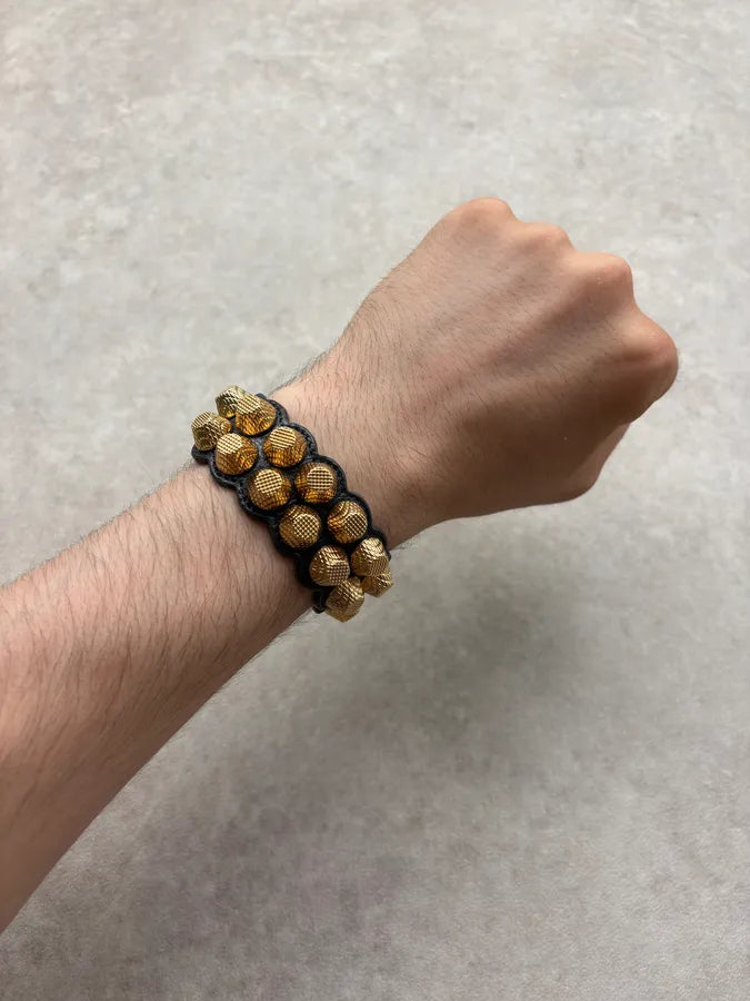 Balenciaga Black Leather Studded Bracelet azTWTbc 0