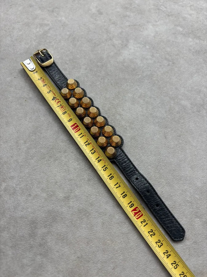 Balenciaga Black Leather Studded Bracelet azTWTbc 7