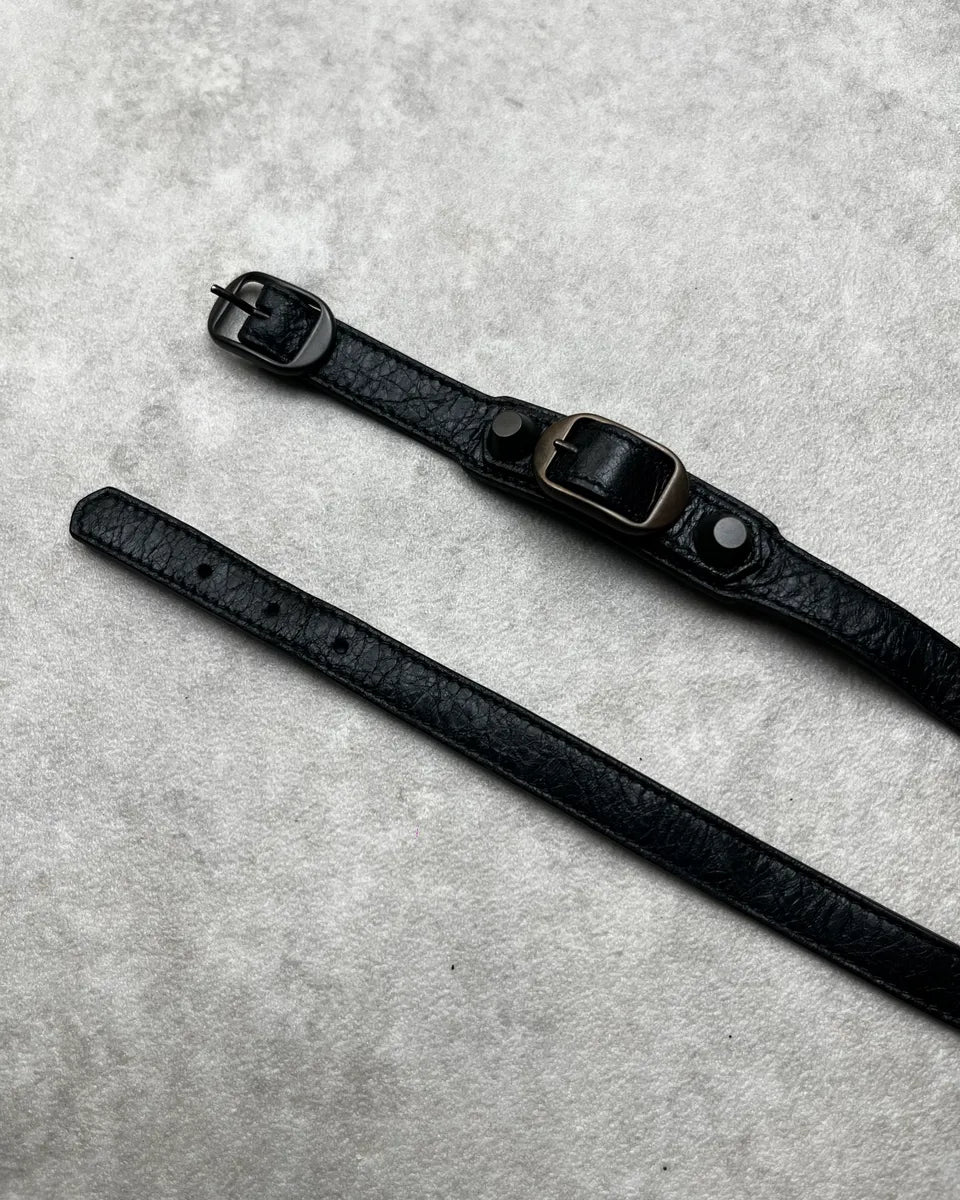 Balenciaga Black Leather Studded Buckle Bracelet yUBaRjQ 4