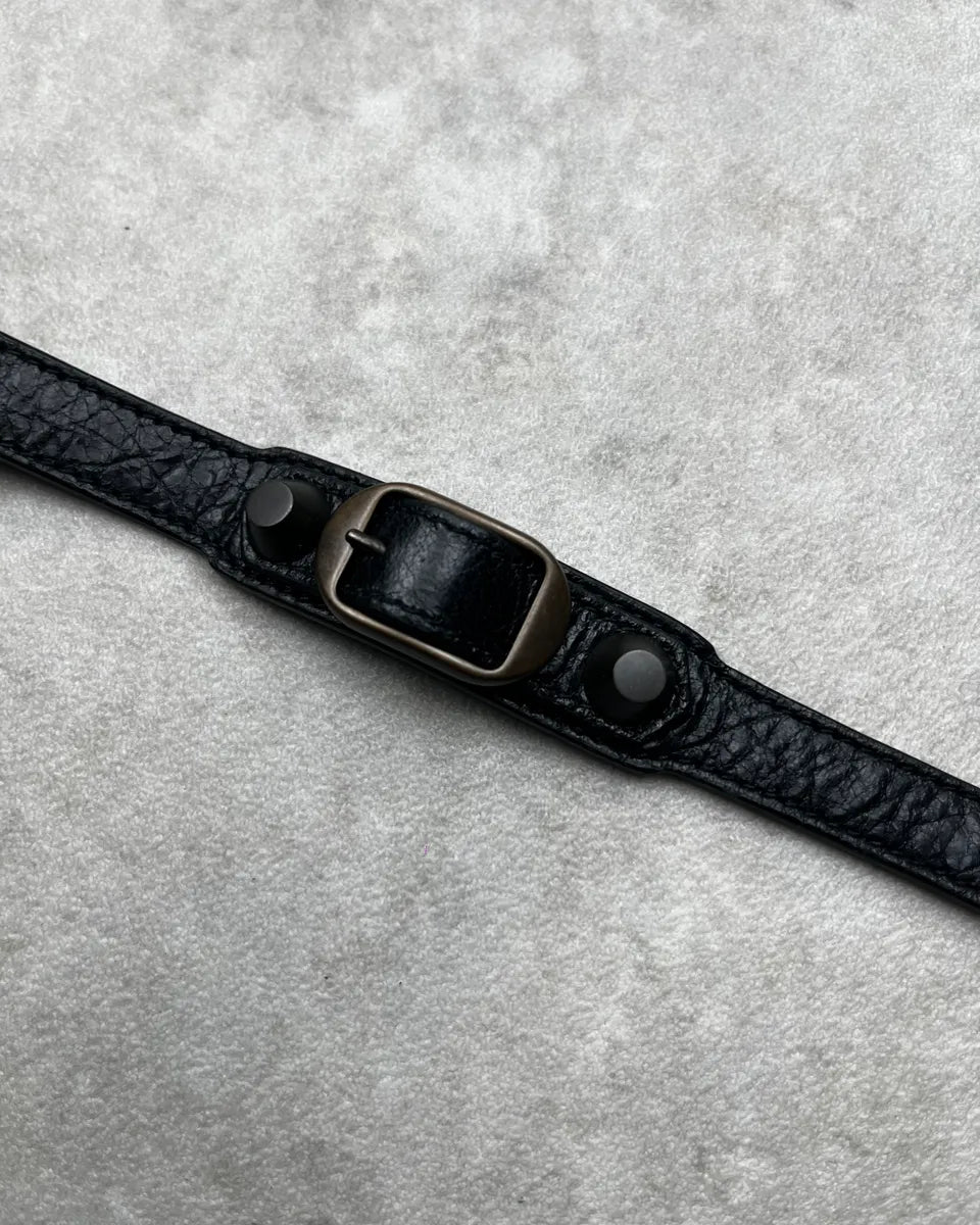 Balenciaga Black Leather Studded Buckle Bracelet yUBaRjQ 5