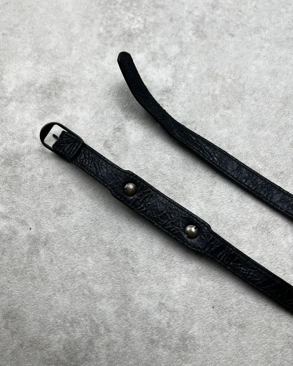 Balenciaga Black Leather Studded Buckle Bracelet yUBaRjQ 6