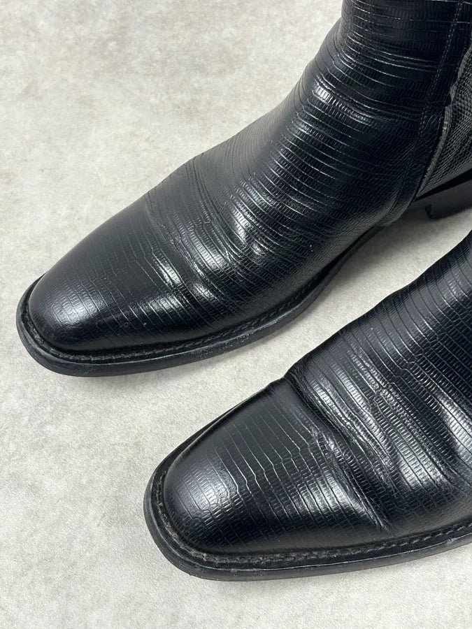 Balenciaga Black Lizard Textured Chelsea Boots NiOpBcT 4