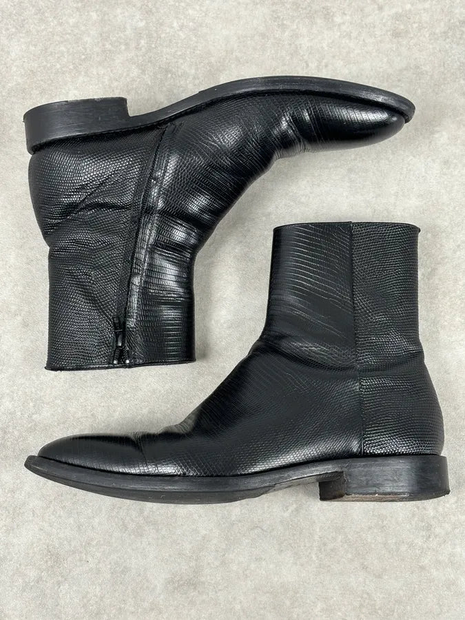 Balenciaga Black Lizard Textured Chelsea Boots NiOpBcT 5
