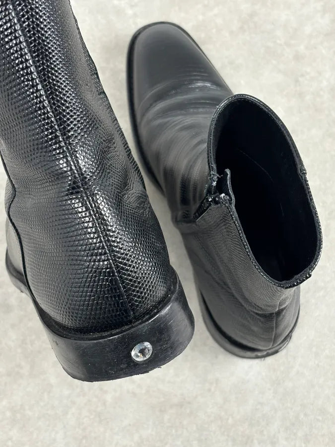 Balenciaga Black Lizard Textured Chelsea Boots NiOpBcT 11