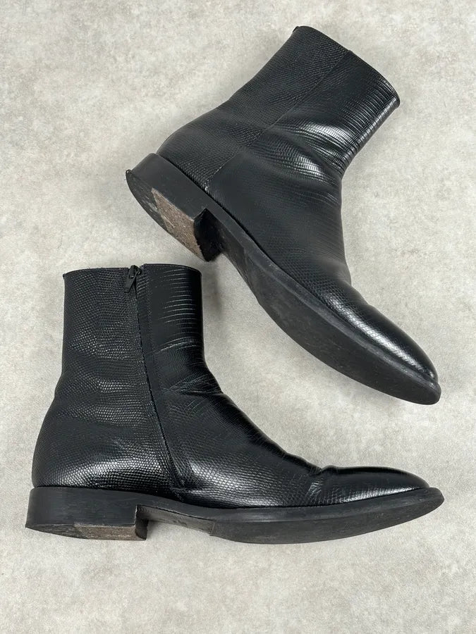 Balenciaga Black Lizard Textured Chelsea Boots NiOpBcT 7