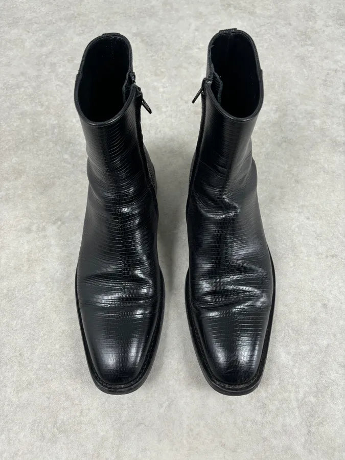 Balenciaga Black Lizard Textured Chelsea Boots NiOpBcT 2