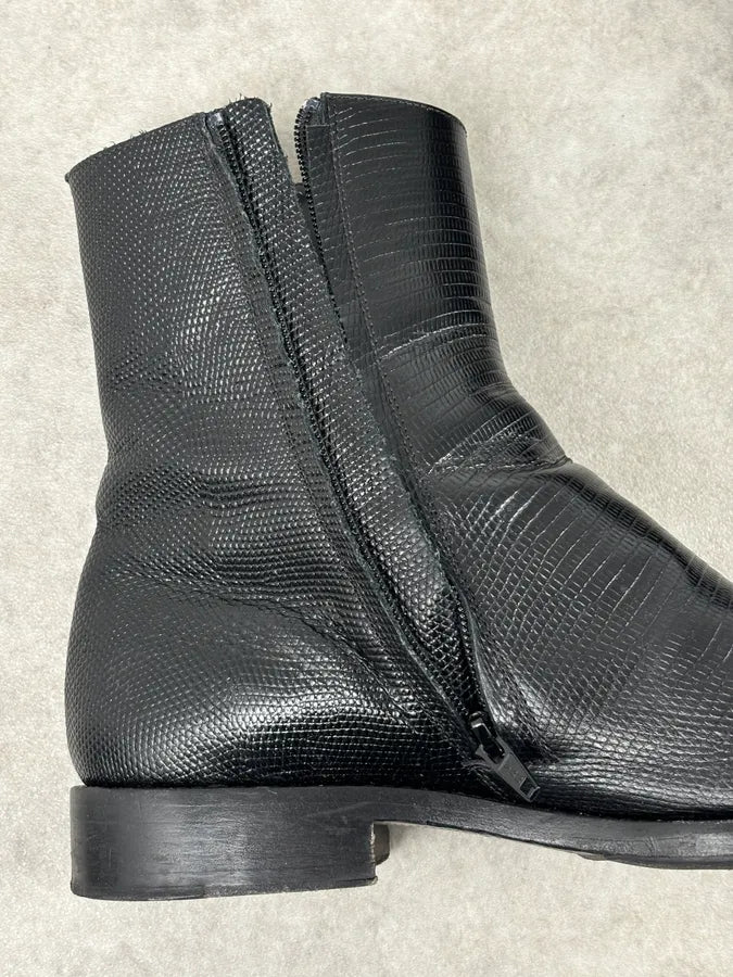 Balenciaga Black Lizard Textured Chelsea Boots NiOpBcT 9