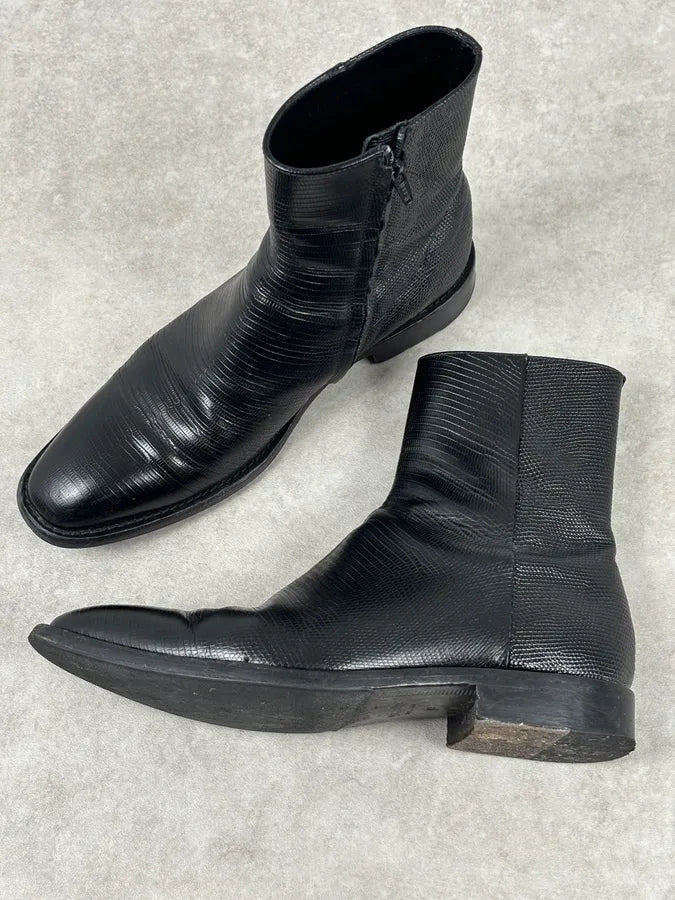 Balenciaga Black Lizard Textured Chelsea Boots NiOpBcT 6