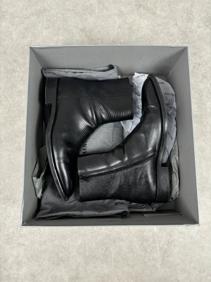 Balenciaga Black Lizard Textured Chelsea Boots NiOpBcT 18