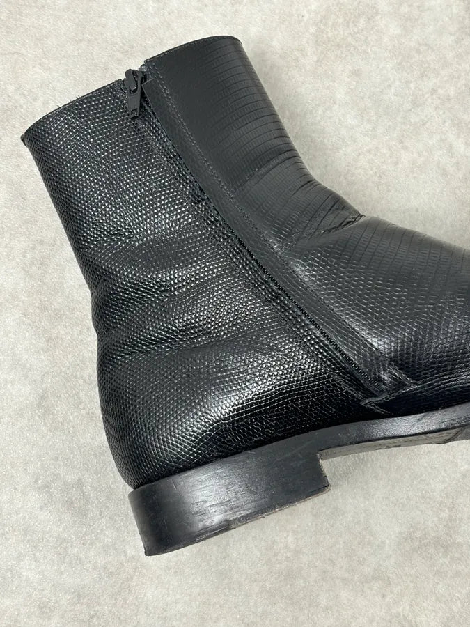 Balenciaga Black Lizard Textured Chelsea Boots NiOpBcT 8