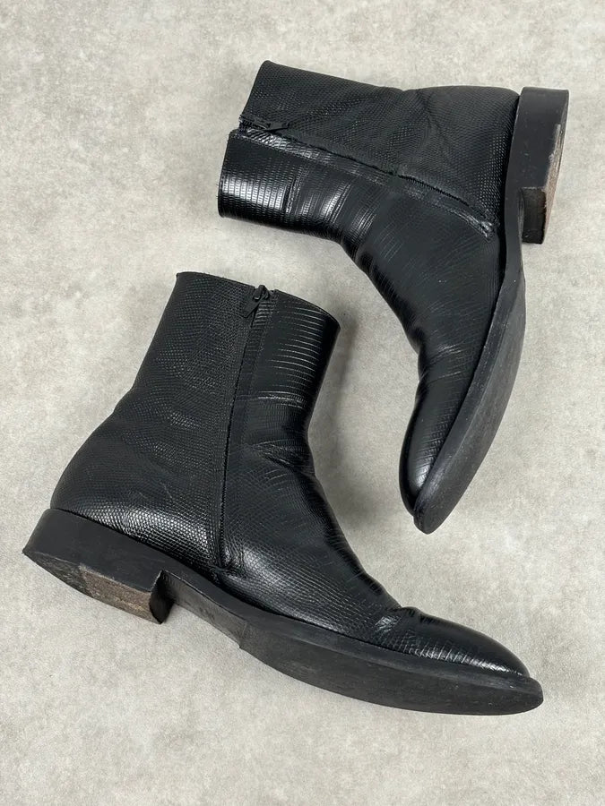 Balenciaga Black Lizard Textured Chelsea Boots NiOpBcT 12