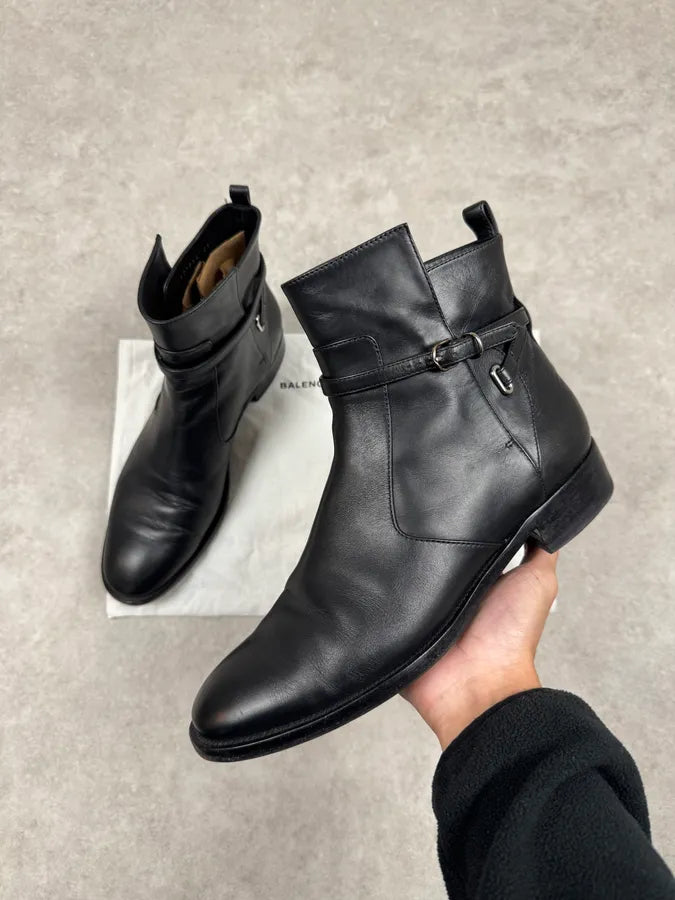 Balenciaga Black Minimalist Leather Boots OZLEZlA 0