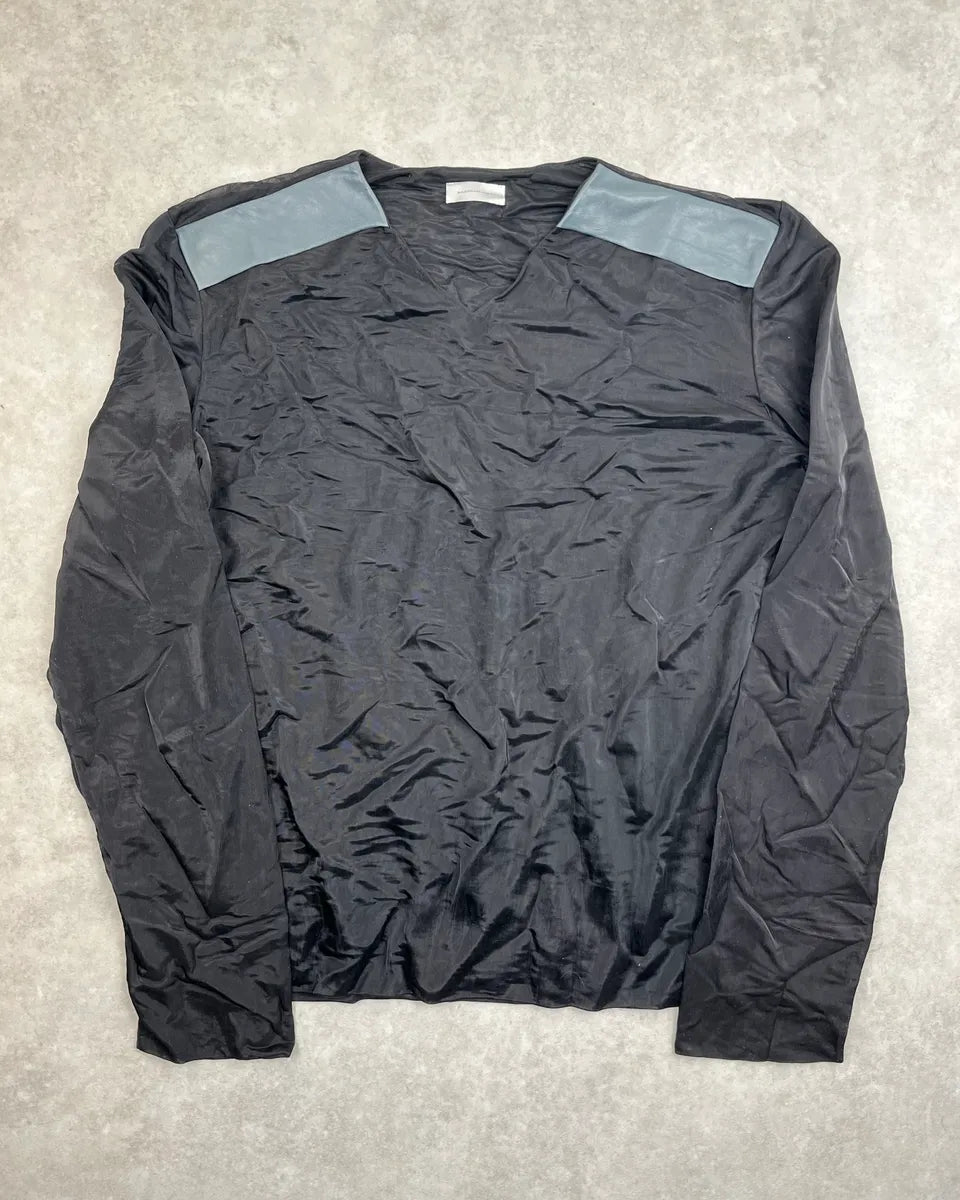 2000s Balenciaga Black Nylon Leather Contrast Longsleeve dsKIyzY 0