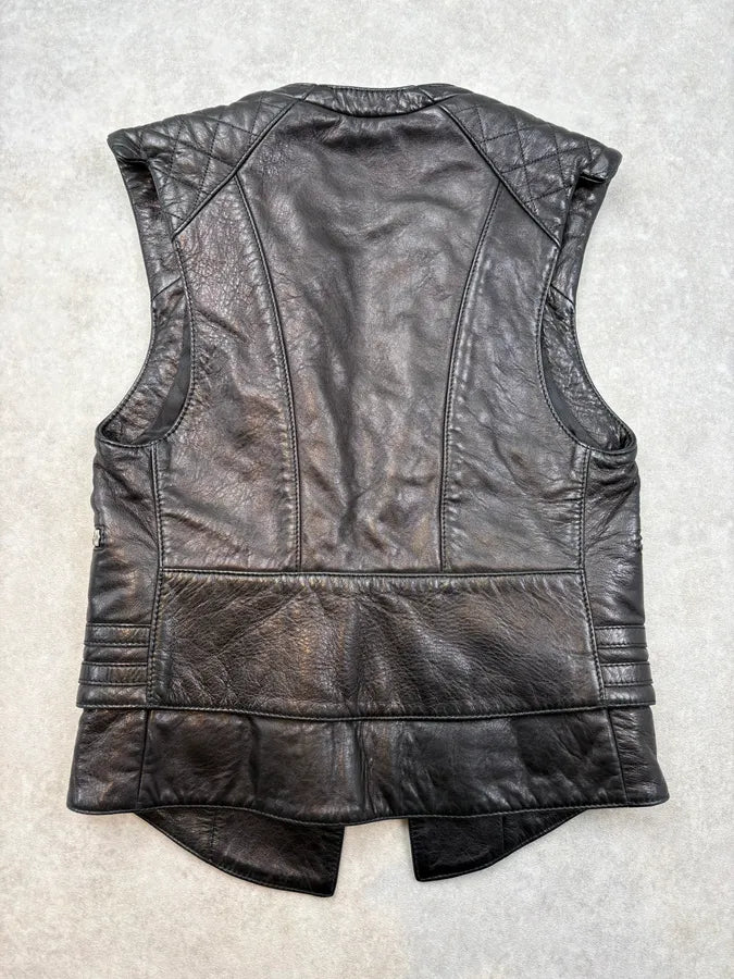 SS2011 Balenciaga Black Quilted Leather Biker Vest kjbHVPn 6