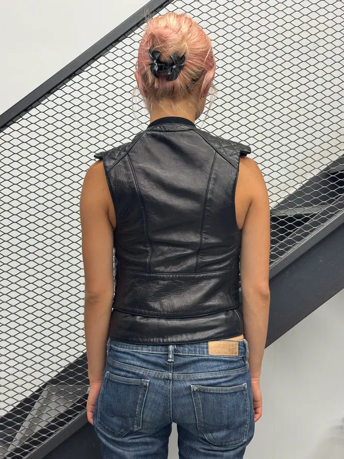 SS2011 Balenciaga Black Quilted Leather Biker Vest kjbHVPn 2