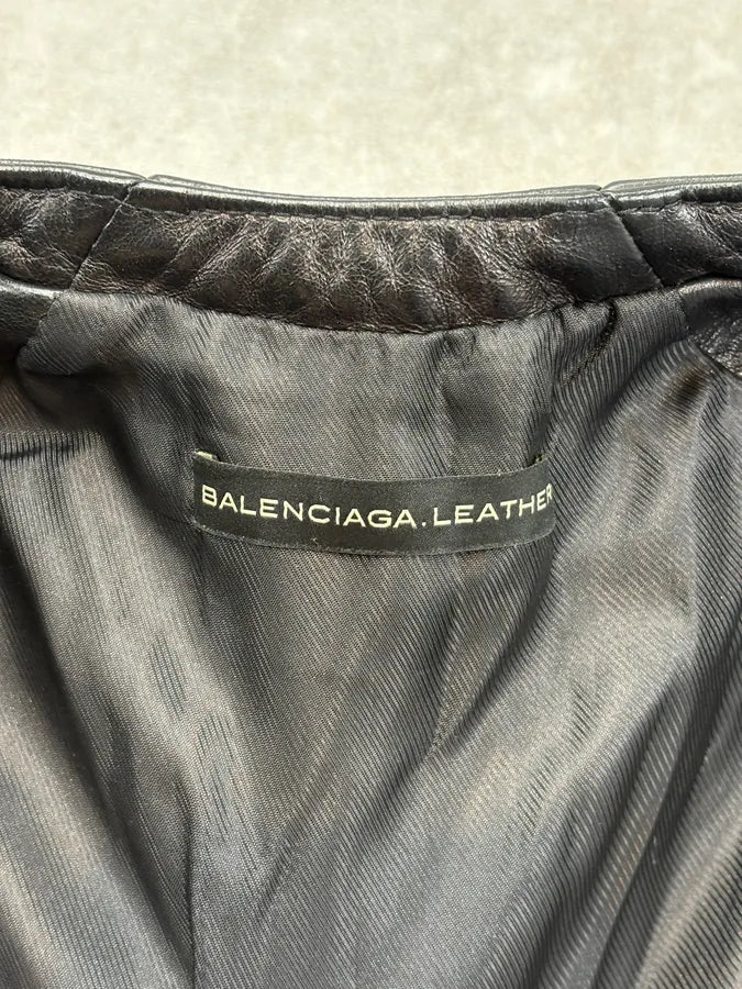SS2011 Balenciaga Black Quilted Leather Biker Vest kjbHVPn 8