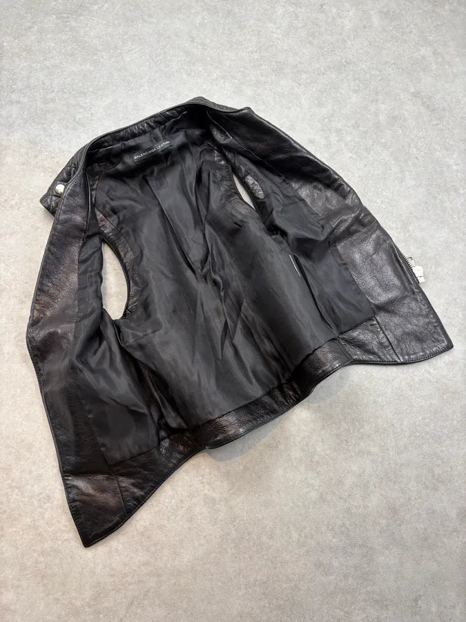 SS2011 Balenciaga Black Quilted Leather Biker Vest kjbHVPn 7