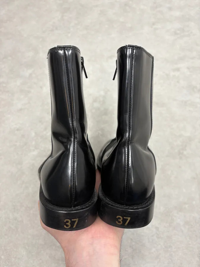 Balenciaga Black Squared Leather Boots UrnAYTK 6