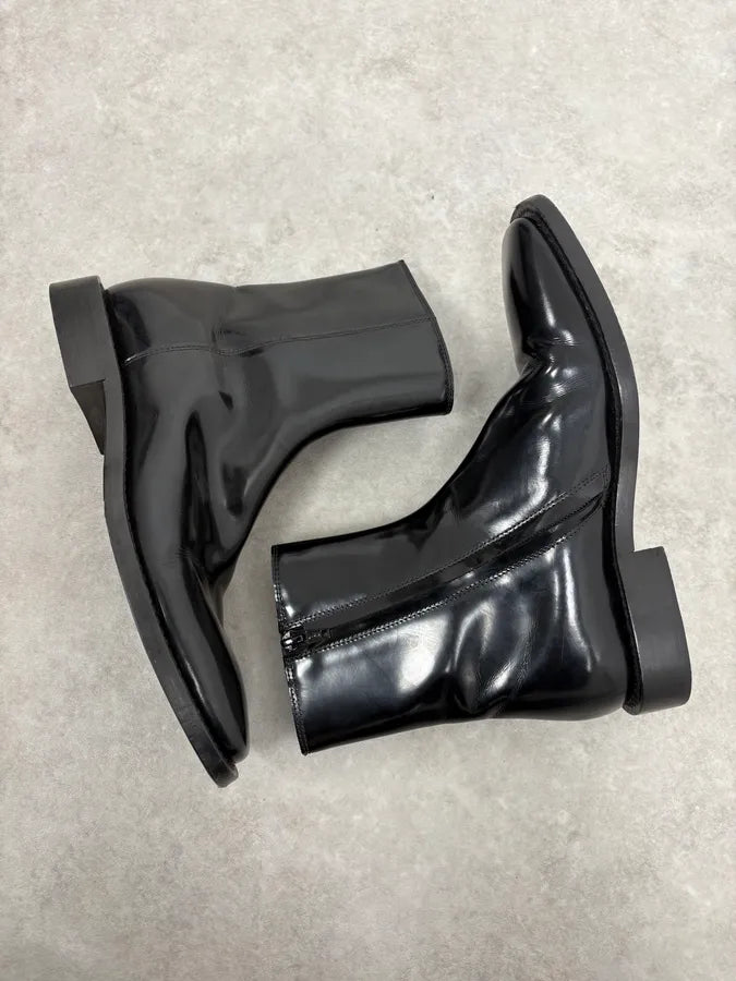 Balenciaga Black Squared Leather Boots UrnAYTK 5