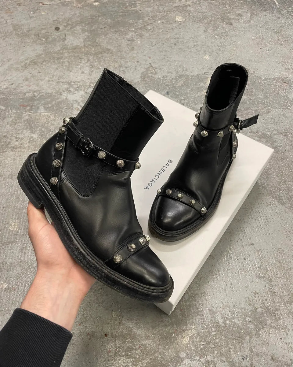 Balenciaga Black Studded High Ankle Leather Boots cVACdbD 0