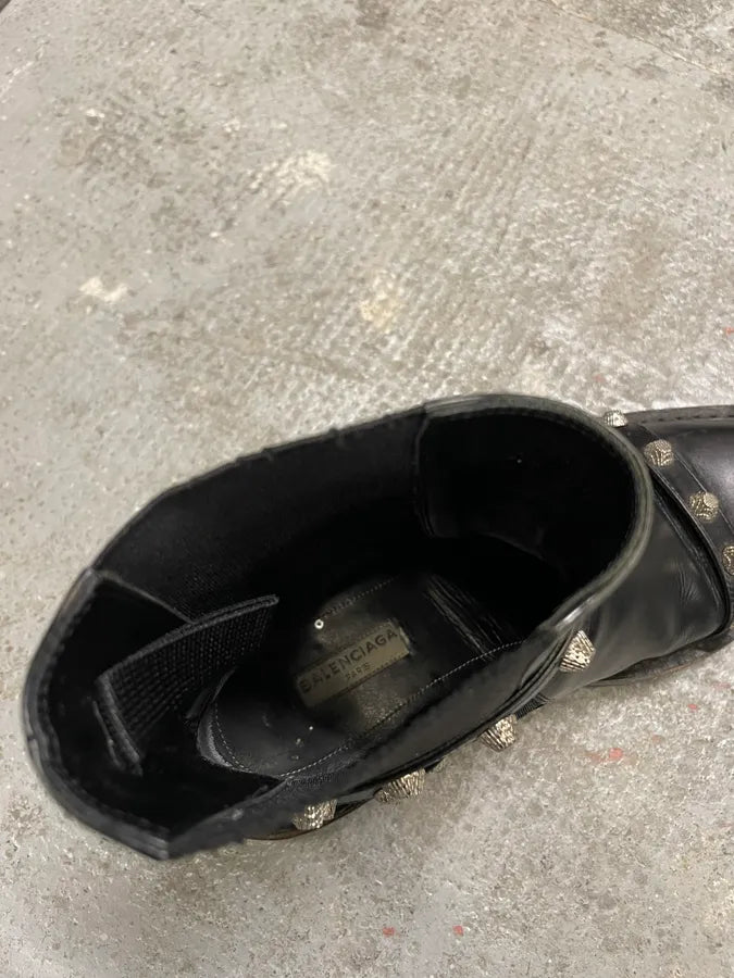 Balenciaga Black Studded High Ankle Leather Boots cVACdbD 11