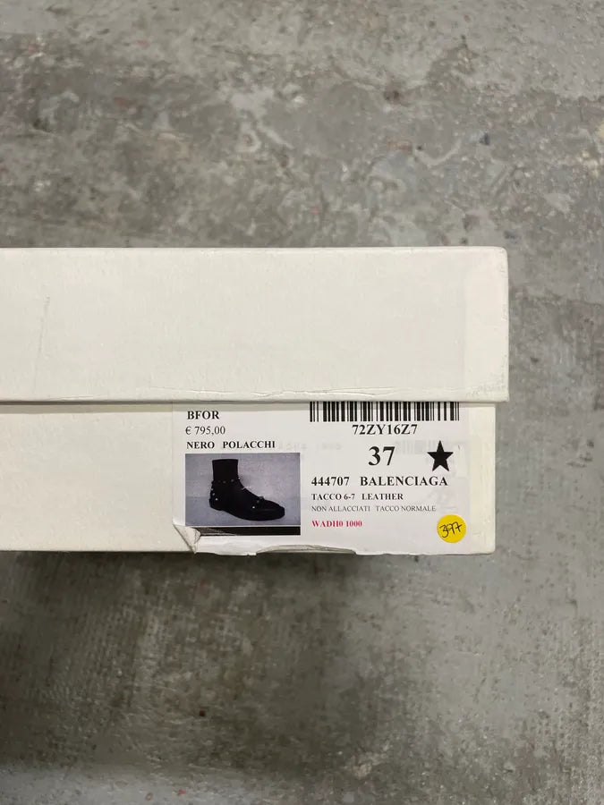 Balenciaga Black Studded High Ankle Leather Boots cVACdbD 12