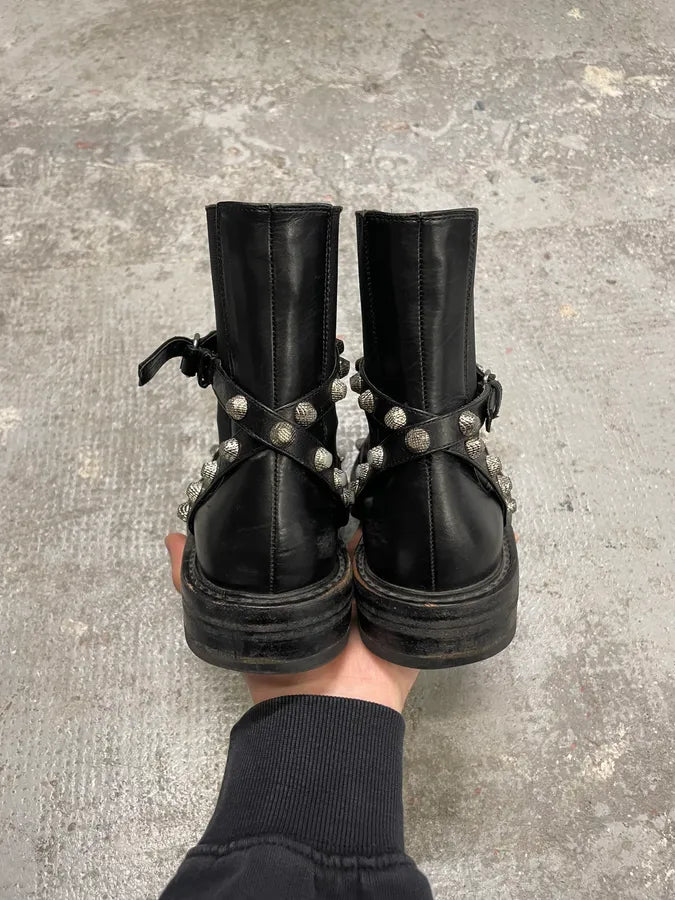 Balenciaga Black Studded High Ankle Leather Boots cVACdbD 6