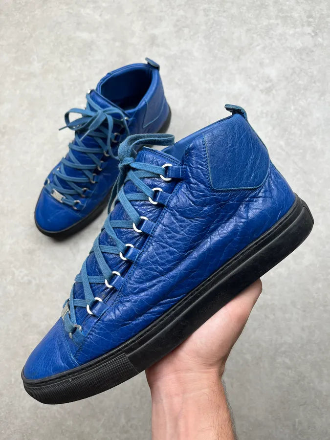 Balenciaga Blue Leather Arena High Sneakers uNvkaTJ 0