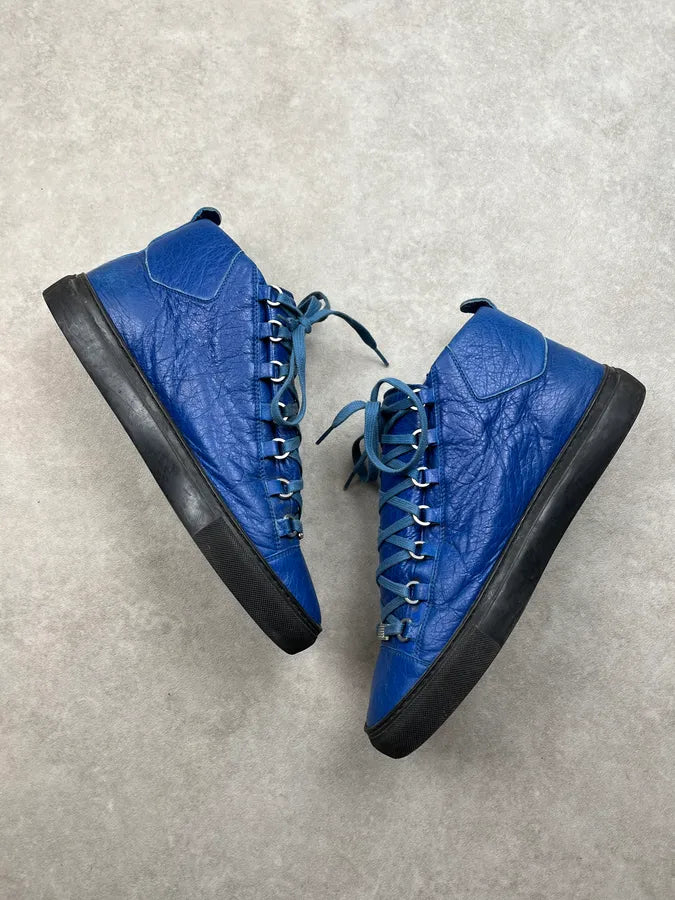 Balenciaga Blue Leather Arena High Sneakers uNvkaTJ 1