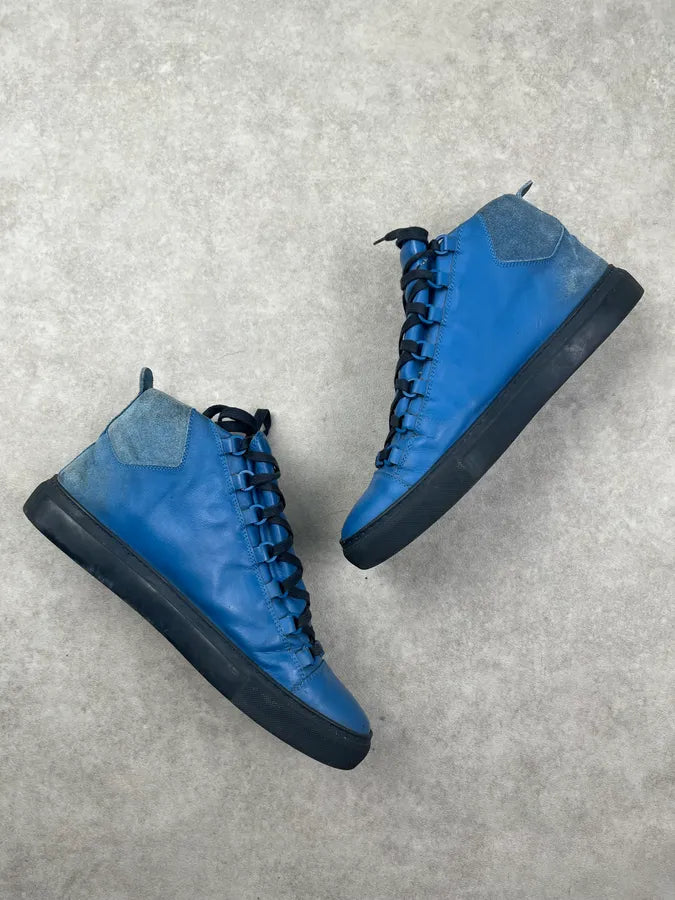 Balenciaga Arena Blue Sude Leather High Sneakers vBPvVAI 3