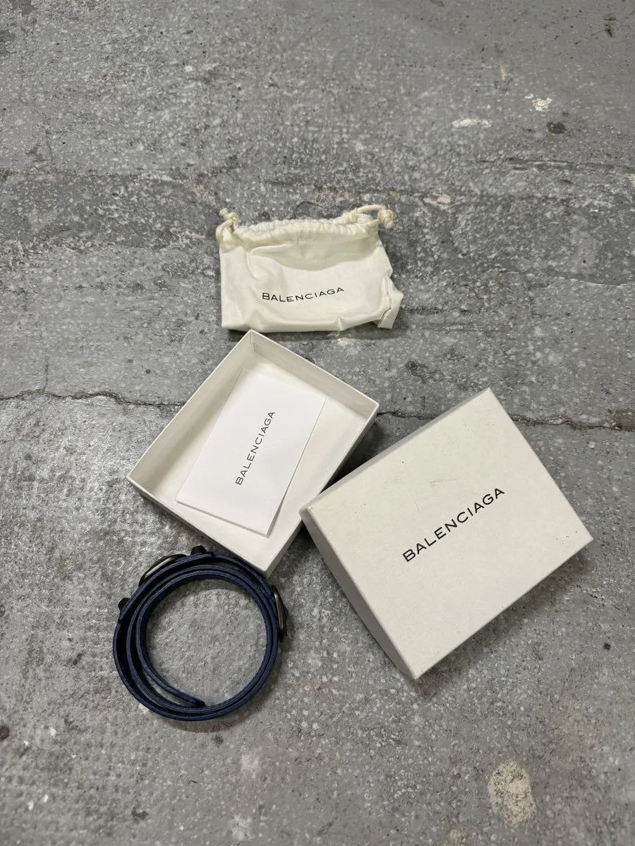Balenciaga Blue Leather City Armband Bracelet (OS) 1